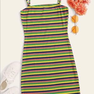 Ribbed knit stripe dress